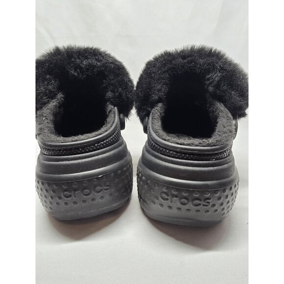Crocs Stomp Lined Clog Women's Size 9 Black Fuzzy Slip-On Chunky Comfort Shoes - Picture 8 of 15